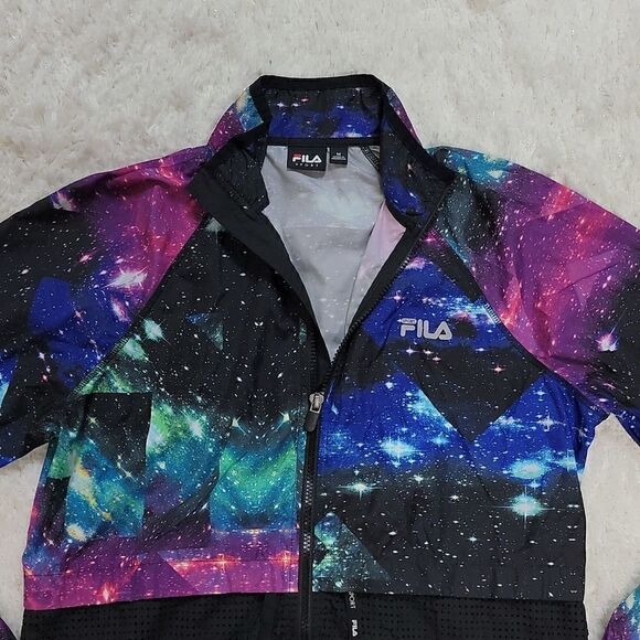 FILA SPORT BLACK GALAXY NEBULA ACTIVE RUNNING WINDBREAKER, SIZE MEDIUM - Picture 3 of 8